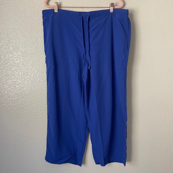 LL Bean Pants‎ Womens Large Royal Blue Supplex Cropped Wide Leg Outdoor Hiking - Picture 3 of 12